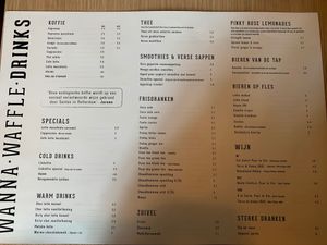 Drinks menu  at WannaWaffle in Zwolle
