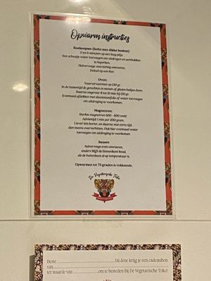 Instructions  at De Vegetarische Toko in The Hague
