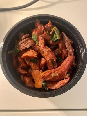 Char sui: bbq pork  at De Vegetarische Toko in The Hague