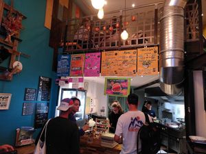 Inside the restaurant, you can sit upstairs or outside. at Gustavo in Grenoble