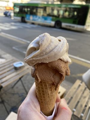 Hazelnut and Chocolate. You can also take half and half.  at Gelato Libre in Milan