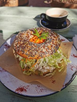 Not-chicken crunch Bagel at Grumpy & Runt in Western Cape