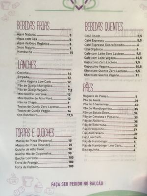 Menu at Pra Lá De Bom in Sao Paulo