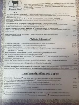 Menu  at Schwan in Dusseldorf