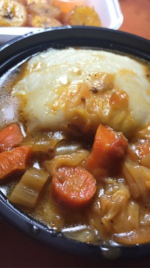 Mafen vegan bowl with fufu at Sav's in Lexington