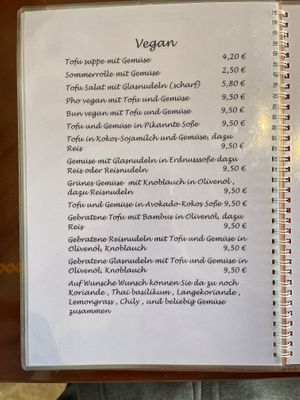 Vegan Menu Card  at Ha Dang in Hamburg
