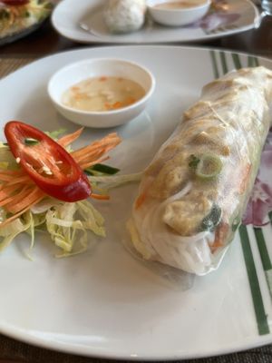 Summer roll (the sauce in the picture is fish sauce and not vegan but the waiter politely changed it afterwards)  at Ha Dang in Hamburg