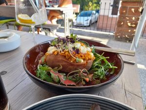 Süßkartoffel mit Linsen und (hier mit) Schafskäse (aber auch vegan möglich) at Zum Ochsen in Grasellenbach