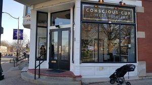 Storefront across the street from town square at Conscious Cup in Libertyville
