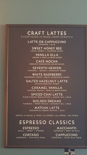 Drink menu at Conscious Cup in Libertyville