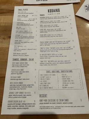 Menu   at Kodaiko in Sacramento