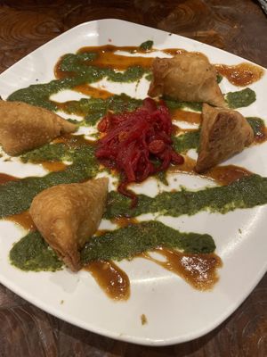 punjabi samosas   at Ramsi's Cafe on the World in Louisville