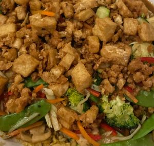 Shanghai Stir-fry with brown rice and tofu at Ramsi's Cafe on the World in Louisville
