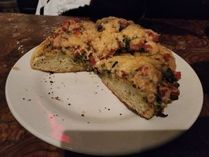 Vegan focaccia at Ramsi's Cafe on the World in Louisville