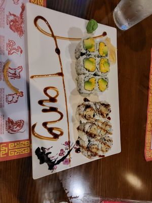 Eggplant tempura & mango avocado rolls at Tang's Asian Cuisine in Wilkes-barre