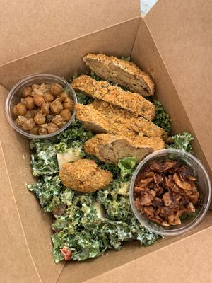 kale caesar salad + crispy seitan at Humble Cafe + Bakery in Lambertville