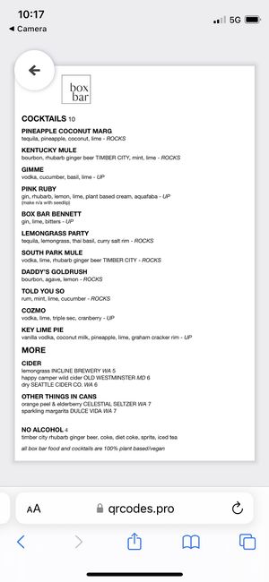   at Box Bar in West Seattle