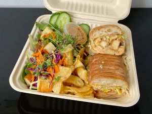 po' boy w/salad (the chips go on the sandwich) at Box Bar in West Seattle