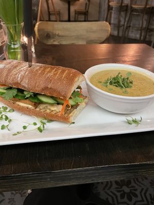 Banh mi and soup  at Box Bar in West Seattle
