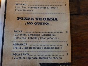 Vegan pizza options at Carpe Diem di Verdi in Banos De Agua Santa