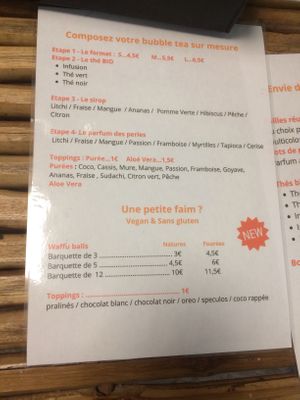 Menu at Bubble Z in Montpellier