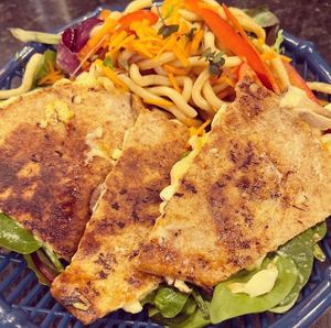 Wild Mushroom Quesadilla at Buddhas Kitchen & Wellness Lounge in Launceston