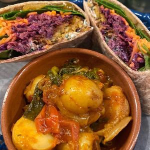 Bhaji Wrap Saggaloo side at Buddhas Kitchen & Wellness Lounge in Launceston