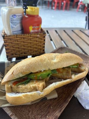Vegan bahn mi with tofu and avocado🤤  at Like Coffee - BanhMi in Ho Chi Minh City