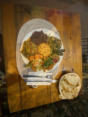 Plate with little bit of everything that was on the menu that day at Hanimeli in Istanbul