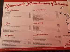 Menu 2022 at Café Pfannkuchen in Cuxhaven