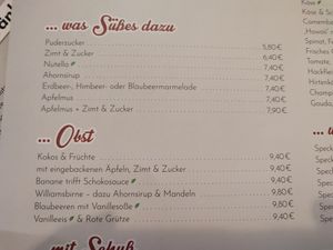 menu sweet at Café Pfannkuchen in Cuxhaven
