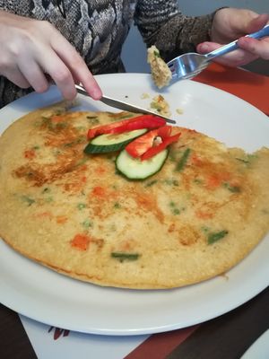 Pfannkuchen mit Gemüse at Café Pfannkuchen in Cuxhaven