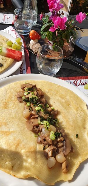 Mushroom and onion pancake at Café Pfannkuchen in Cuxhaven