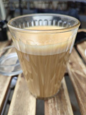 Cafe latte with oatmilk at Resort in Warsaw