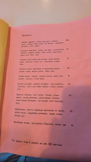 dinner menu at Resort in Warsaw