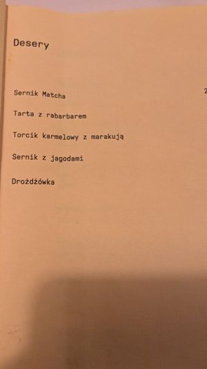 desserts menu at Resort in Warsaw