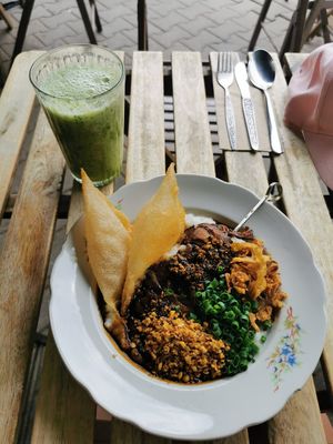 Congee with mushrooms at Resort in Warsaw