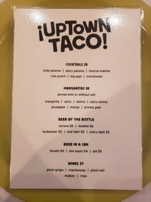 Drink Menu at Uptown Taco in Floral Park