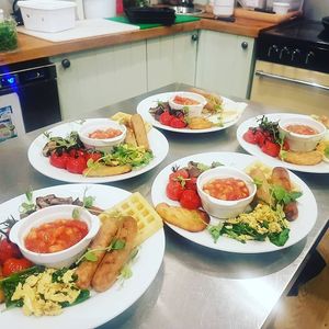 Vegan and veggie full english at Ginny's Teapot in Hawkshead