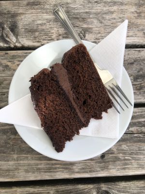 Vegan chocolate cake  at Ginny's Teapot in Hawkshead