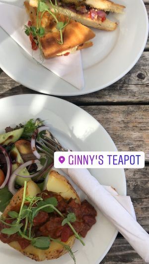 Panini and jacket potato  at Ginny's Teapot in Hawkshead