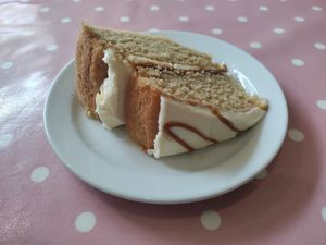 Delicious salted caramel cake at Ginny's Teapot in Hawkshead
