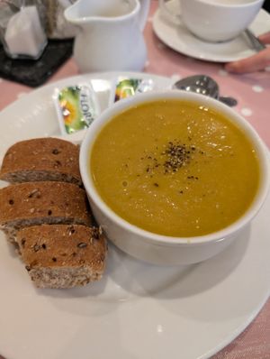 Veggie soup at Ginny's Teapot in Hawkshead