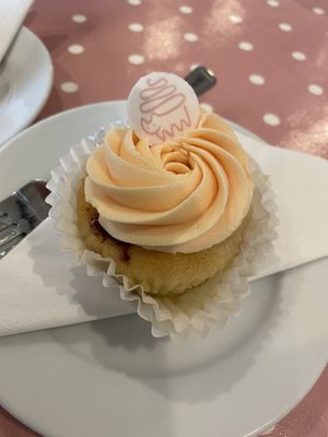 Delicious vegan strawberry cupcake  at Ginny's Teapot in Hawkshead