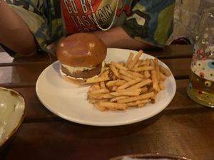Truffle burger at Peachy Goat in South East London