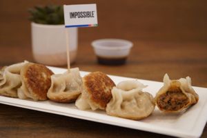 The Impossible Dumpling.  Tastes like meat but 100% plant-based! at The Dumpling Shop in New York City