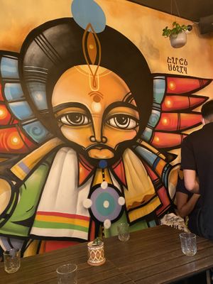 Mural at Ras Plant Based in Brooklyn