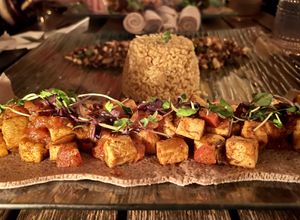 Mama’s tofu   at Ras Plant Based in Brooklyn