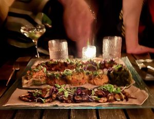 Mercato platter w/ tibs  at Ras Plant Based in Brooklyn