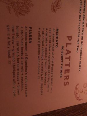 Menu   at Ras Plant Based in Brooklyn